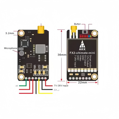 AKK 울트라 장거리 FPV VTX 1.2W FX2 Ultimate 미니 5.8GHz 37CH 무선 비디오 송신기