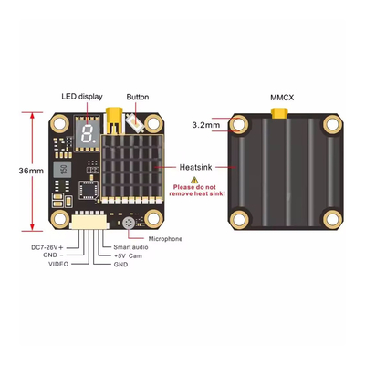 AKK 2W 5.8G FPV 비디오 송신기 37CH 25mW/200mW/600mW/1000/2000mW 전환 가능한 드론 VTX